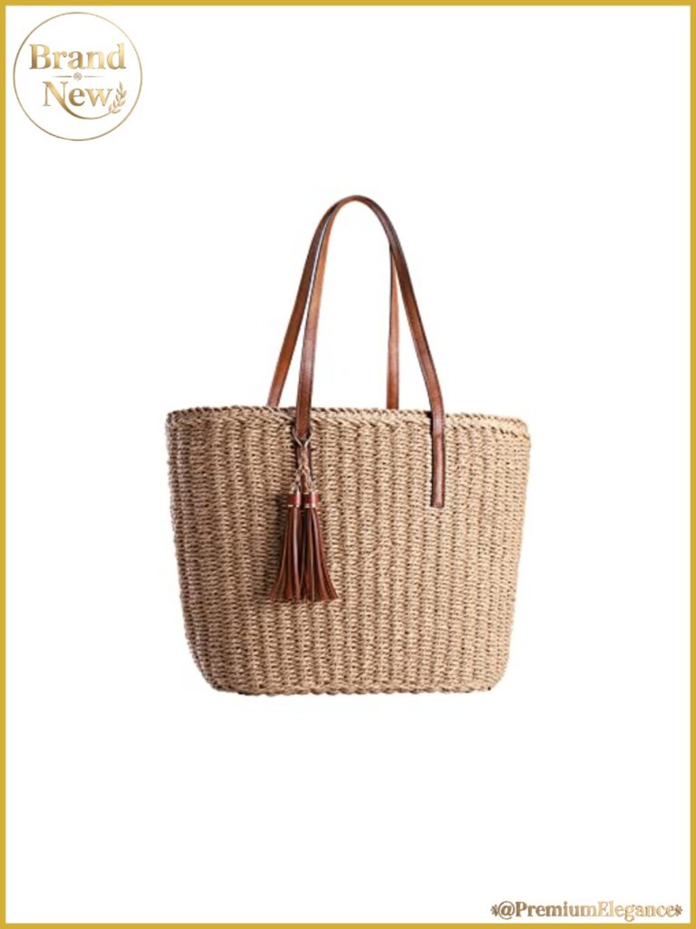 Straw Tote Bag Handwoven Summer Beach Shoulder Bag Travel
